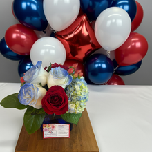 Load image into Gallery viewer, 4th of July Centerpiece Designer Choice in Blue cube.- BEST SELLER