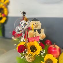 Load image into Gallery viewer, Graduation small floral basket with teddy 🧸