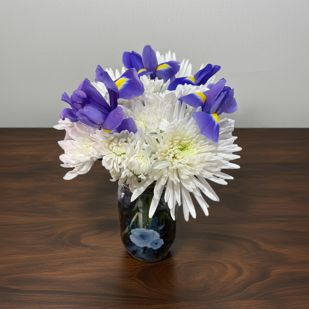 Blue dreams bouquet in Blue Floral Vase