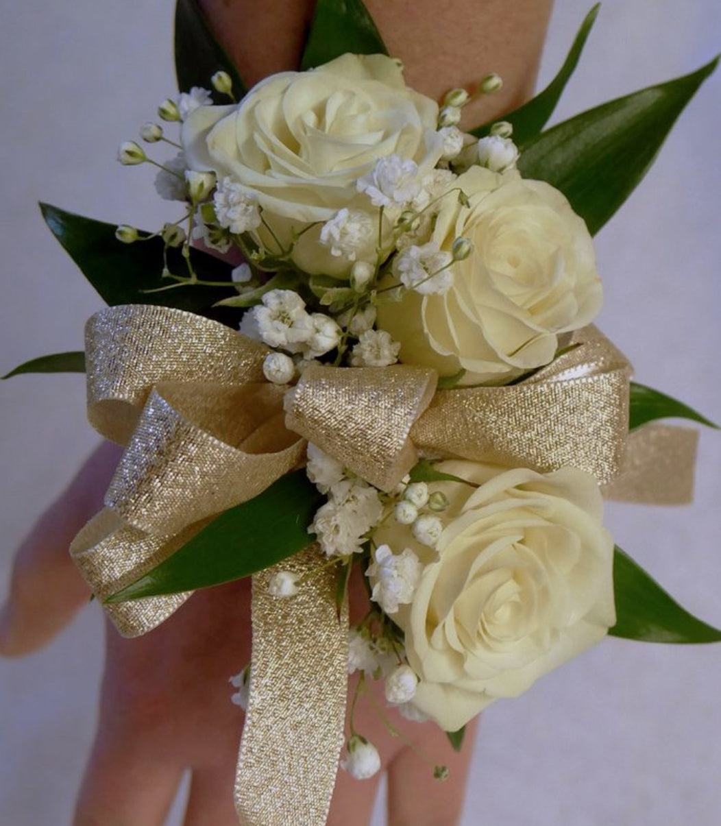 Petite corsage gold ribbon