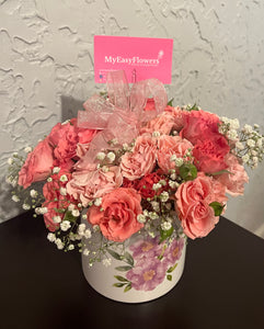 Pink spray roses bouquet October edition 🎀🌸