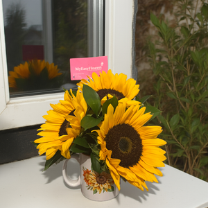 Sunflowers mug bouquet