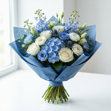 Load image into Gallery viewer, Blue and white hand - tie Bouquet – Father’s Day Edition
