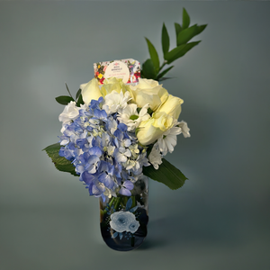 Floral Blue and White in BLUE vase