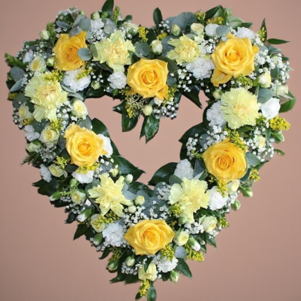 Open heart yellow and white