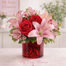 Load image into Gallery viewer, 💕 Romantic Pink &amp; Red Floral Arrangement. BEST SELLER
