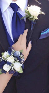 Corsage and boutonnière royal blue